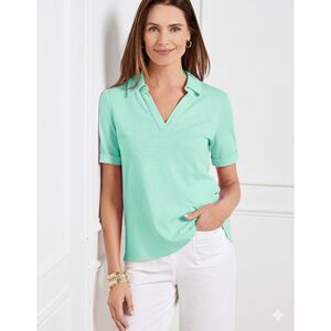 Talbots ROLL CUFF JOHNNY COLLAR PULLOVER polo top Size Large NWT